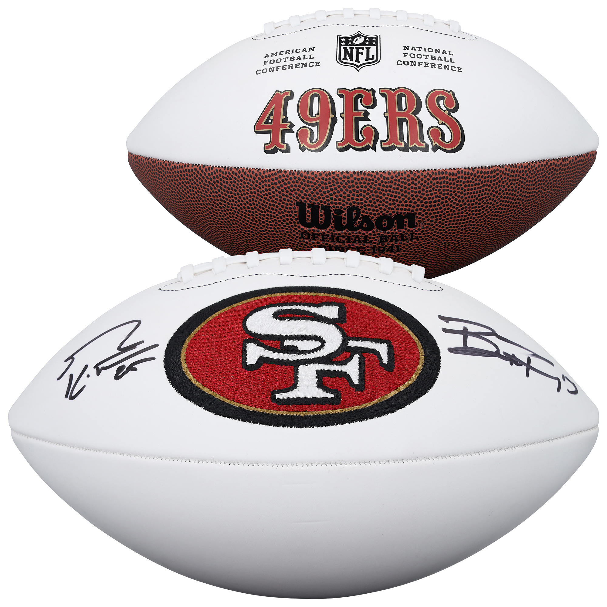 Brock Purdy & George Kittle San Francisco 49ers Autographed Wilson White Panel Football