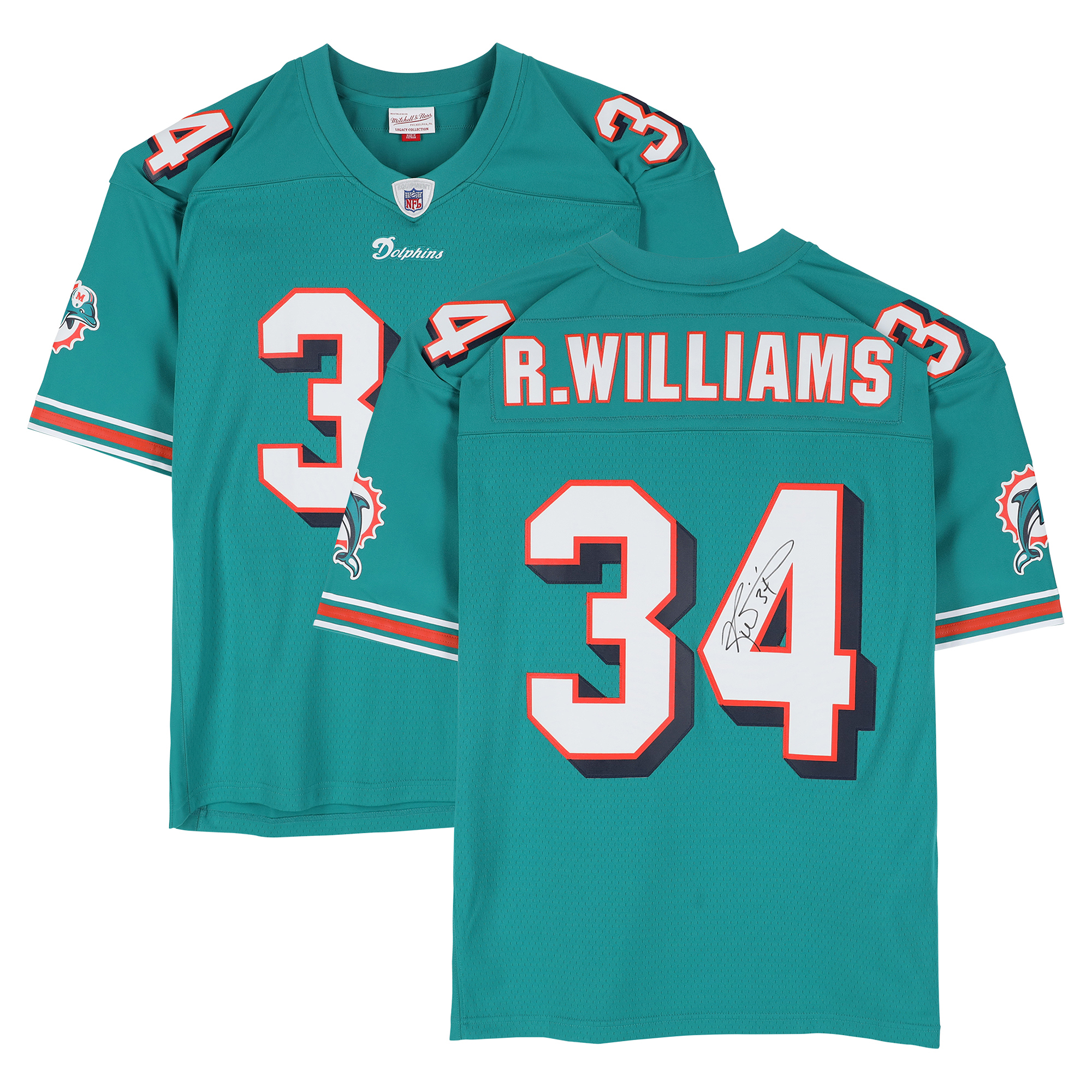Ricky Williams Miami Dolphins Autographed Aqua Mitchell & Ness 2002 Replica Jersey