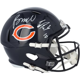 Luther Burden III & Rome Odunze Chicago Bears Autographed Riddell Speed Replica Helmet
