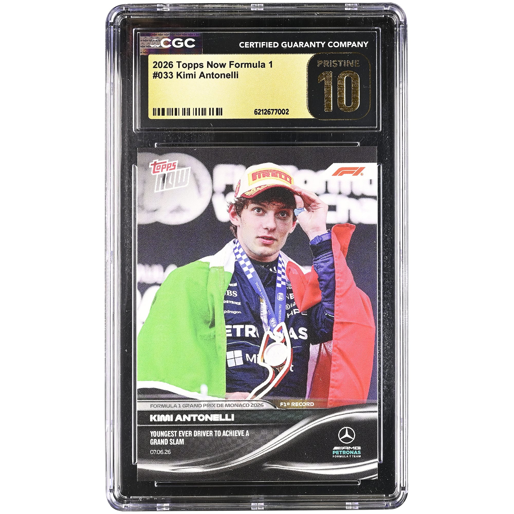 Kimi Antonelli Mercedes-AMG Petronas F1 Team 2026 Topps Now Formula 1 Youngest Ever Driver to Achieve a Grand Slam #33 CGC Authenticated PRISTINE 10 Card