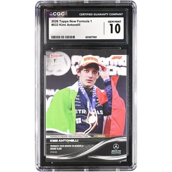 Kimi Antonelli Mercedes-AMG Petronas F1 Team 2026 Topps Now Formula 1 Youngest Ever Driver to Achieve a Grand Slam #33 CGC Authenticated GEM MINT 10 Card