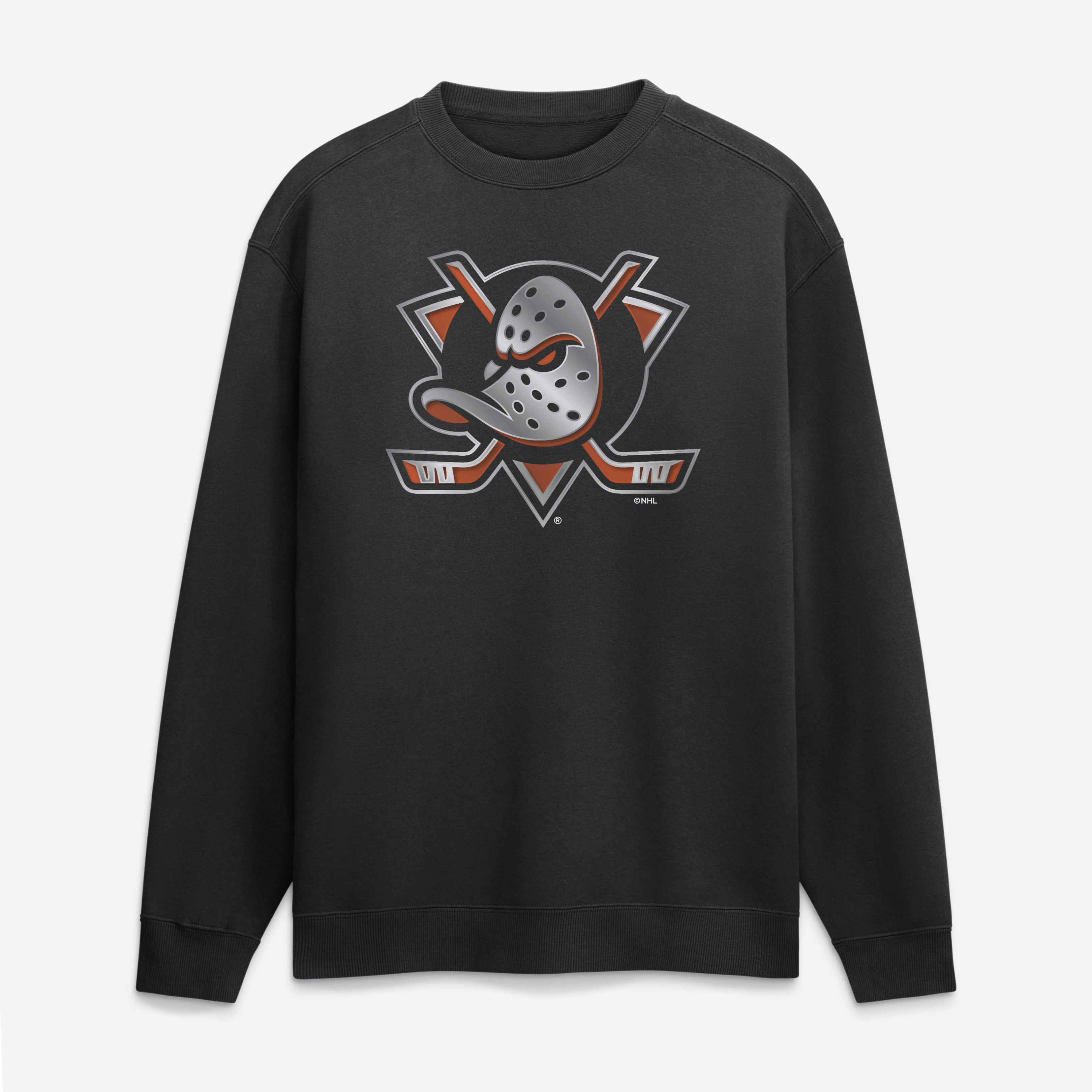 Men's Black Anaheim Ducks  Metallic Mascot Sweatshirt
