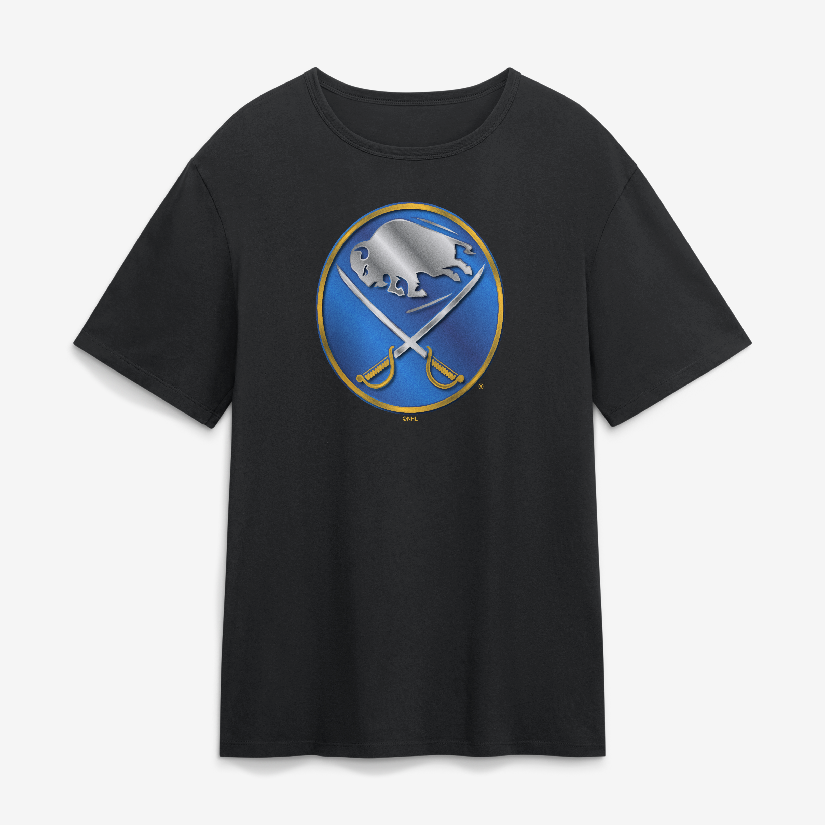 Men’s Black Buffalo Sabres Metallic Mascot T-Shirt Men’s Black Buffalo Sabres Metallic Mascot T-Shirt