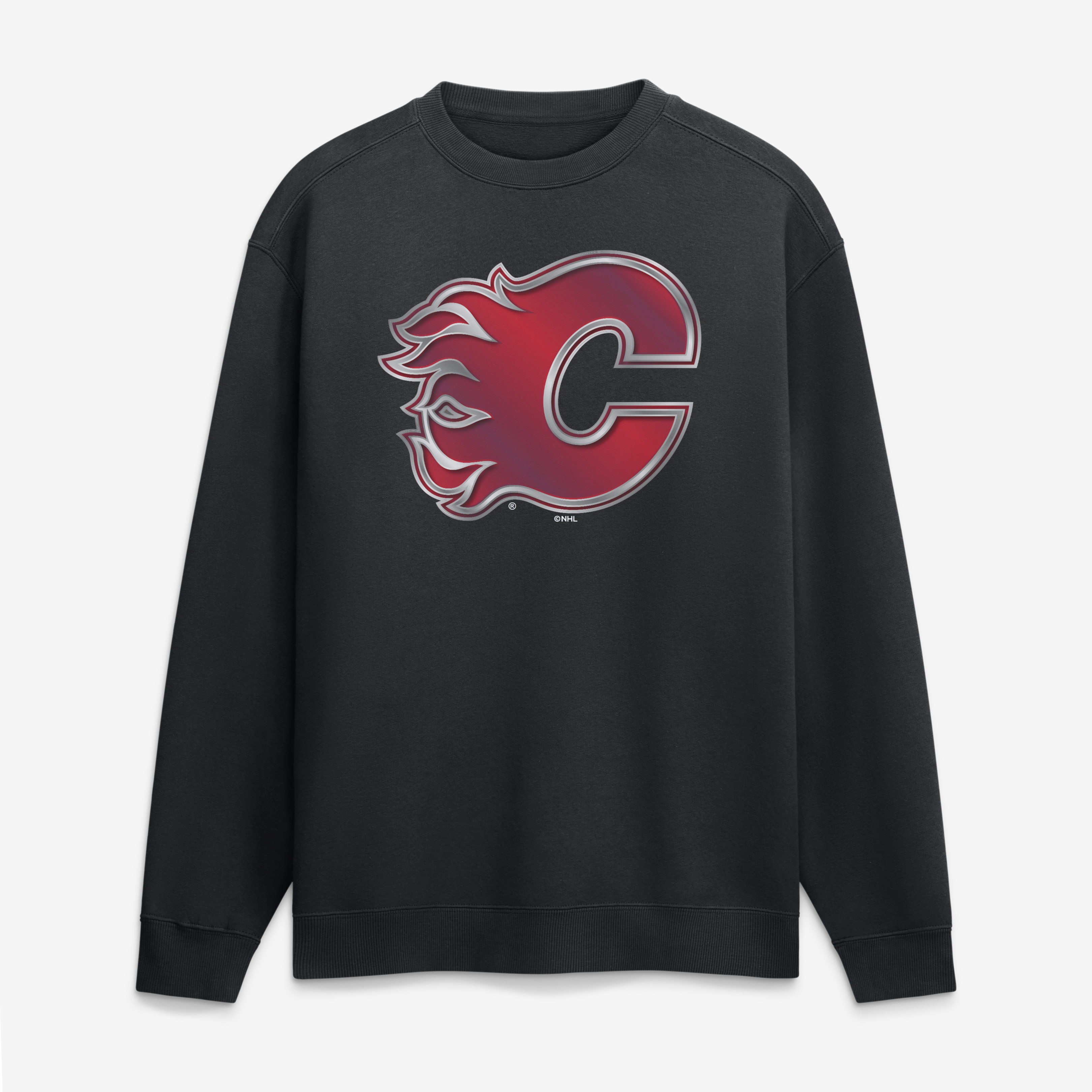 Men's Black Calgary Flames  Metallic Mascot Sweatshirt