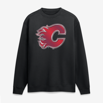 Men's Black Calgary Flames  Metallic Mascot Sweatshirt