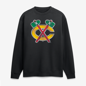 Men's Black Chicago Blackhawks  Metallic Mascot Sweatshirt