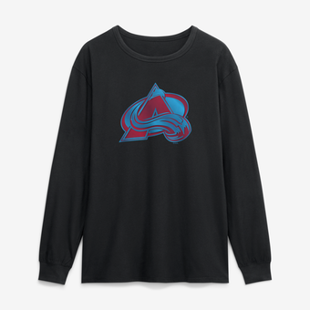 Men's Black Colorado Avalanche  Metallic Mascot Long Sleeve T-Shirt