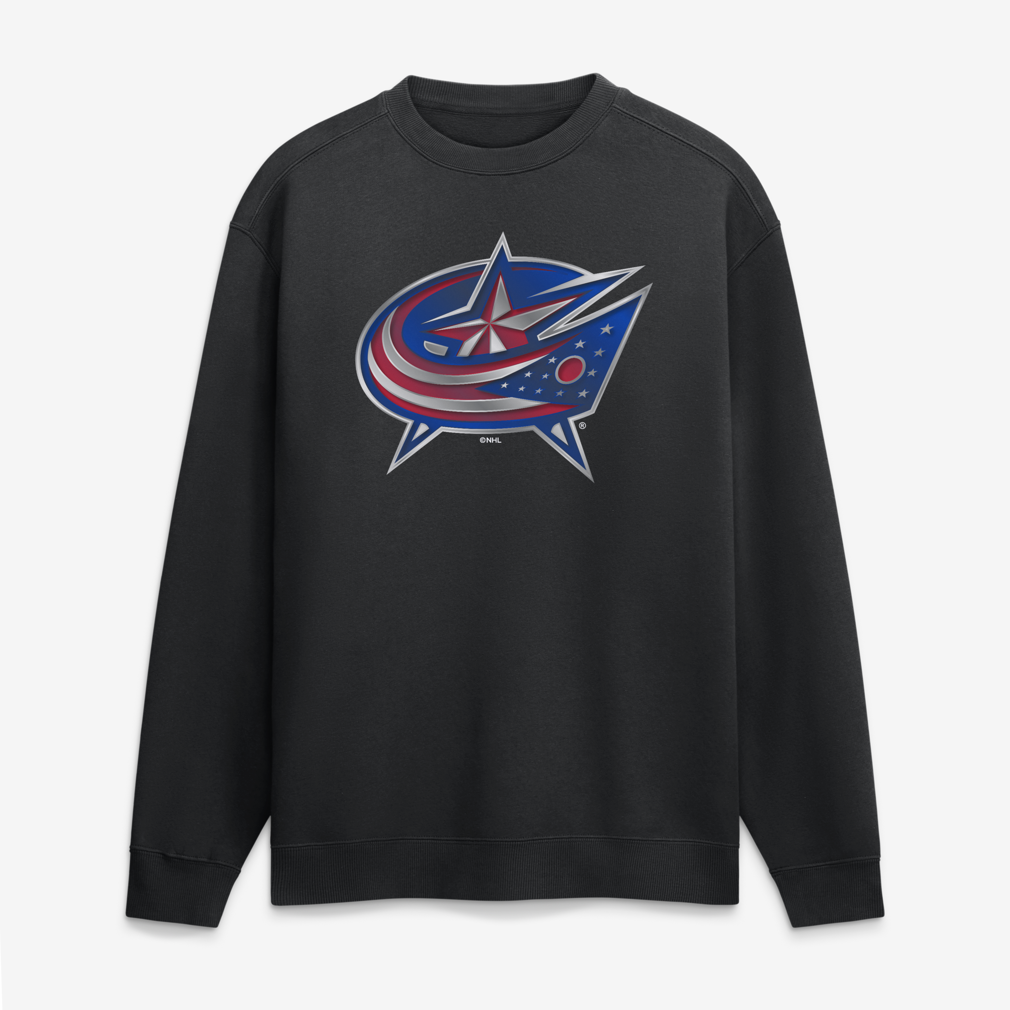 Men's Black Columbus Blue Jackets  Metallic Mascot Sweatshirt