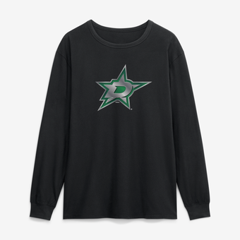 Men's Black Dallas Stars  Metallic Mascot Long Sleeve T-Shirt