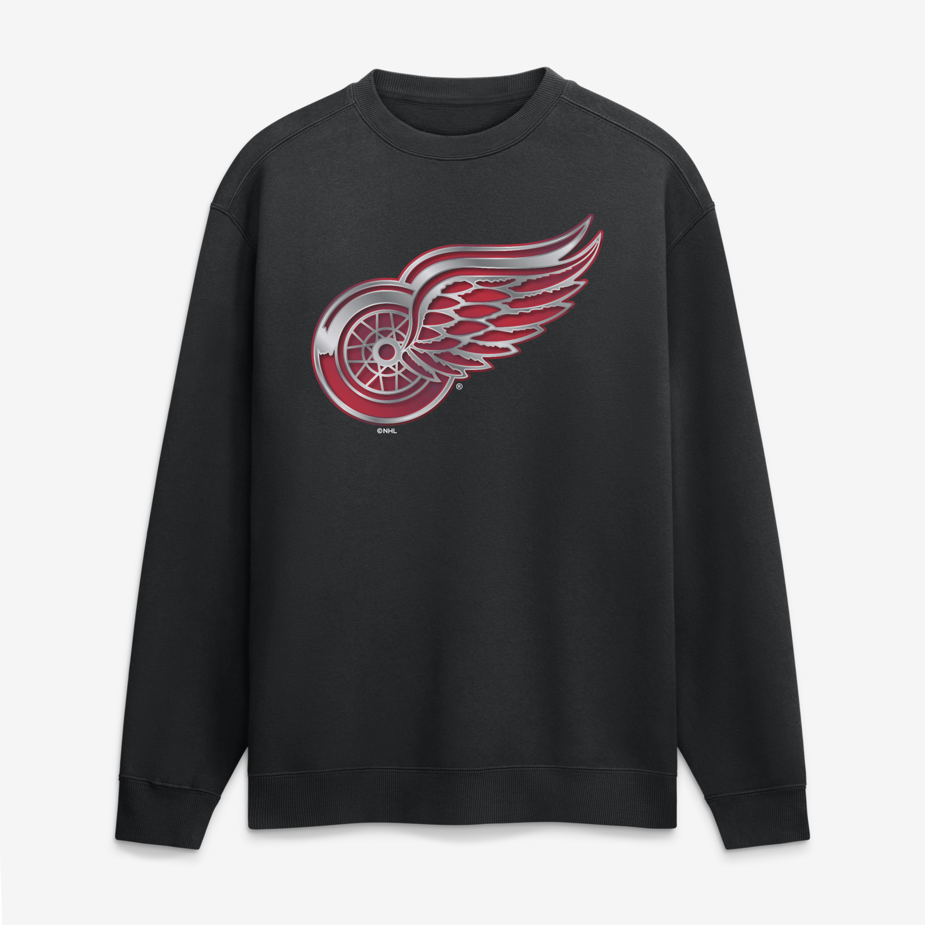 Men's Black Detroit Red Wings  Metallic Mascot Sweatshirt
