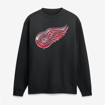Men's Black Detroit Red Wings  Metallic Mascot Sweatshirt
