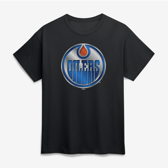 Men's Black Edmonton Oilers Big & Tall Metallic Mascot T-Shirt