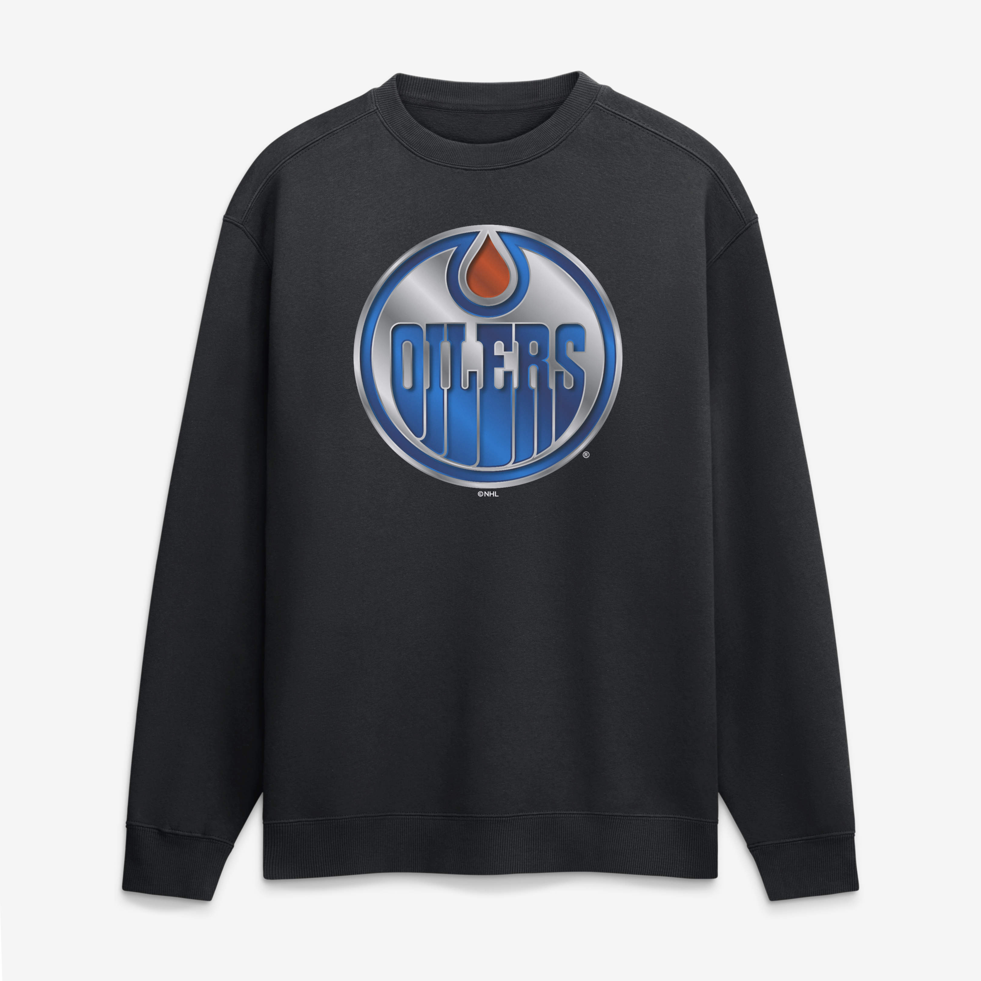 Men's Black Edmonton Oilers  Metallic Mascot Sweatshirt