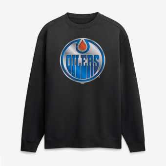 Men's Black Edmonton Oilers  Metallic Mascot Sweatshirt
