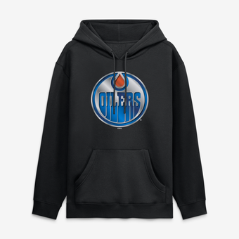 Men's Black Edmonton Oilers  Metallic Mascot Hoodie