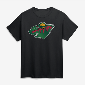 Men's Black Minnesota Wild Big & Tall Metallic Mascot T-Shirt