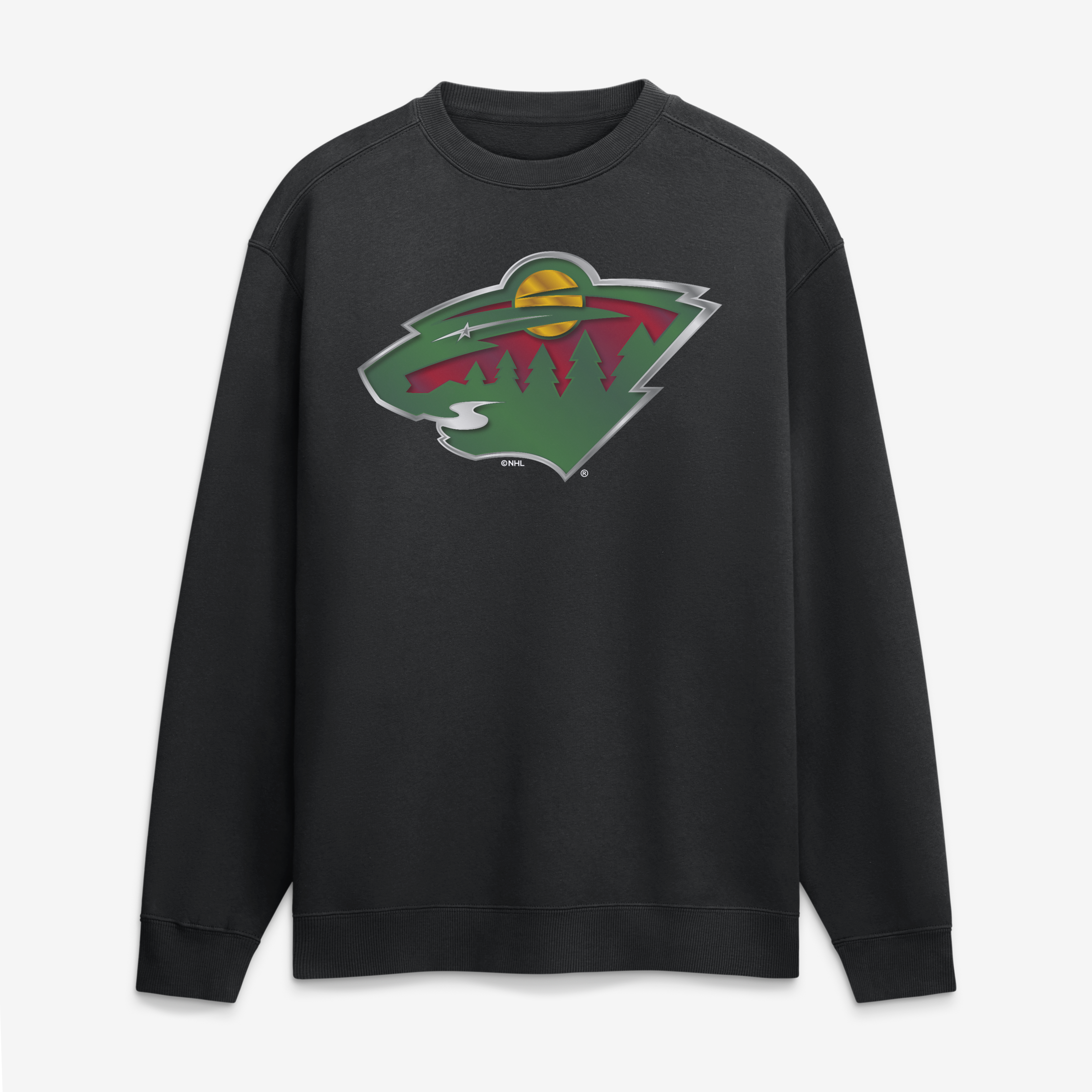 Men's Black Minnesota Wild  Metallic Mascot Sweatshirt