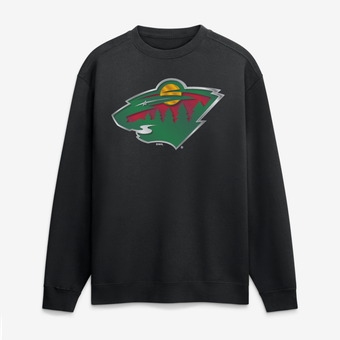Men's Black Minnesota Wild  Metallic Mascot Sweatshirt