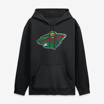 Men's Black Minnesota Wild  Metallic Mascot Hoodie