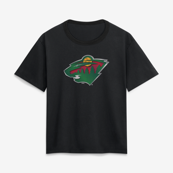 Women's Black Minnesota Wild Metallic Mascot T-Shirt