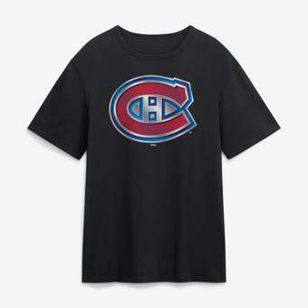 Men's Black Montreal Canadiens  Metallic Mascot T-Shirt