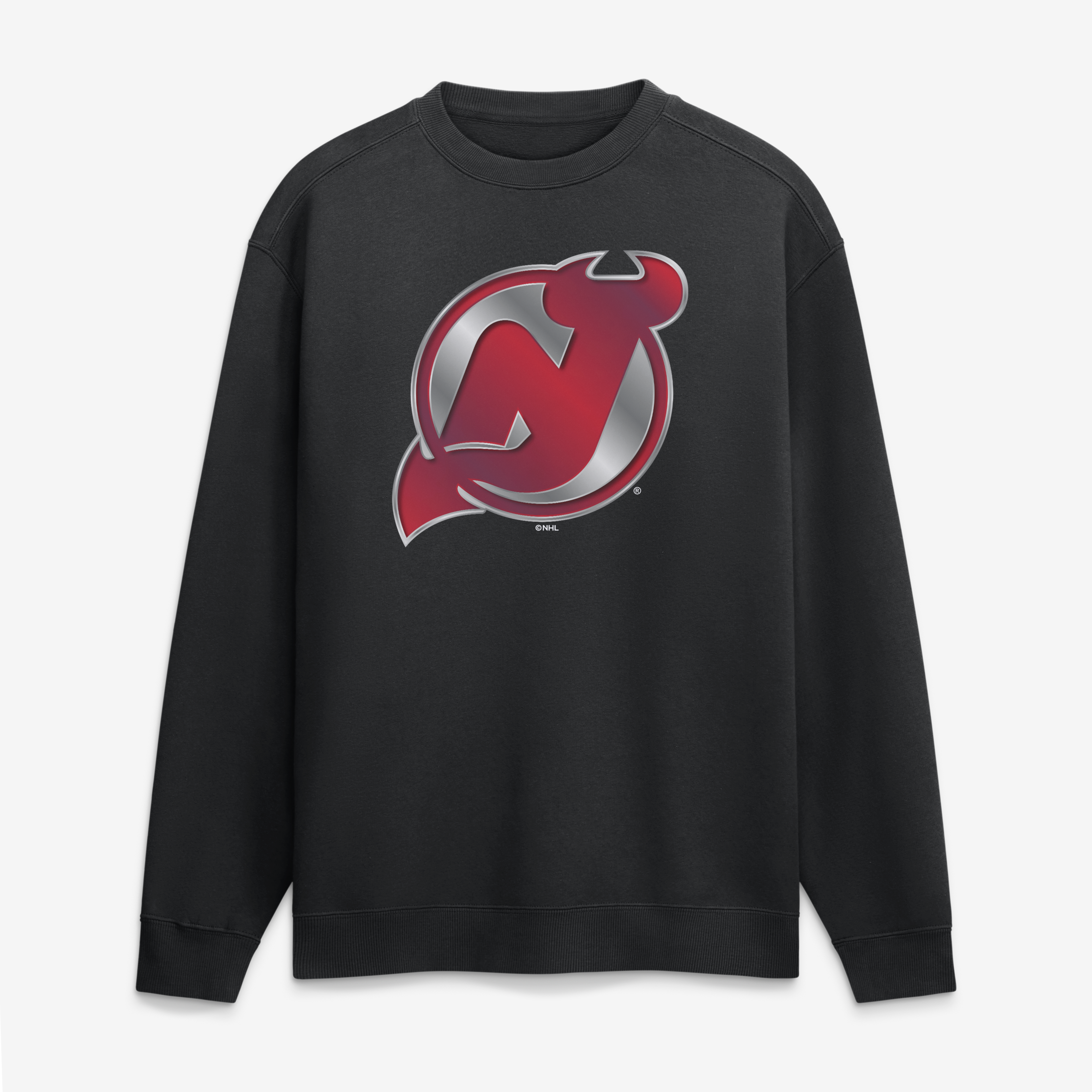 Men's Black New Jersey Devils  Metallic Mascot Sweatshirt