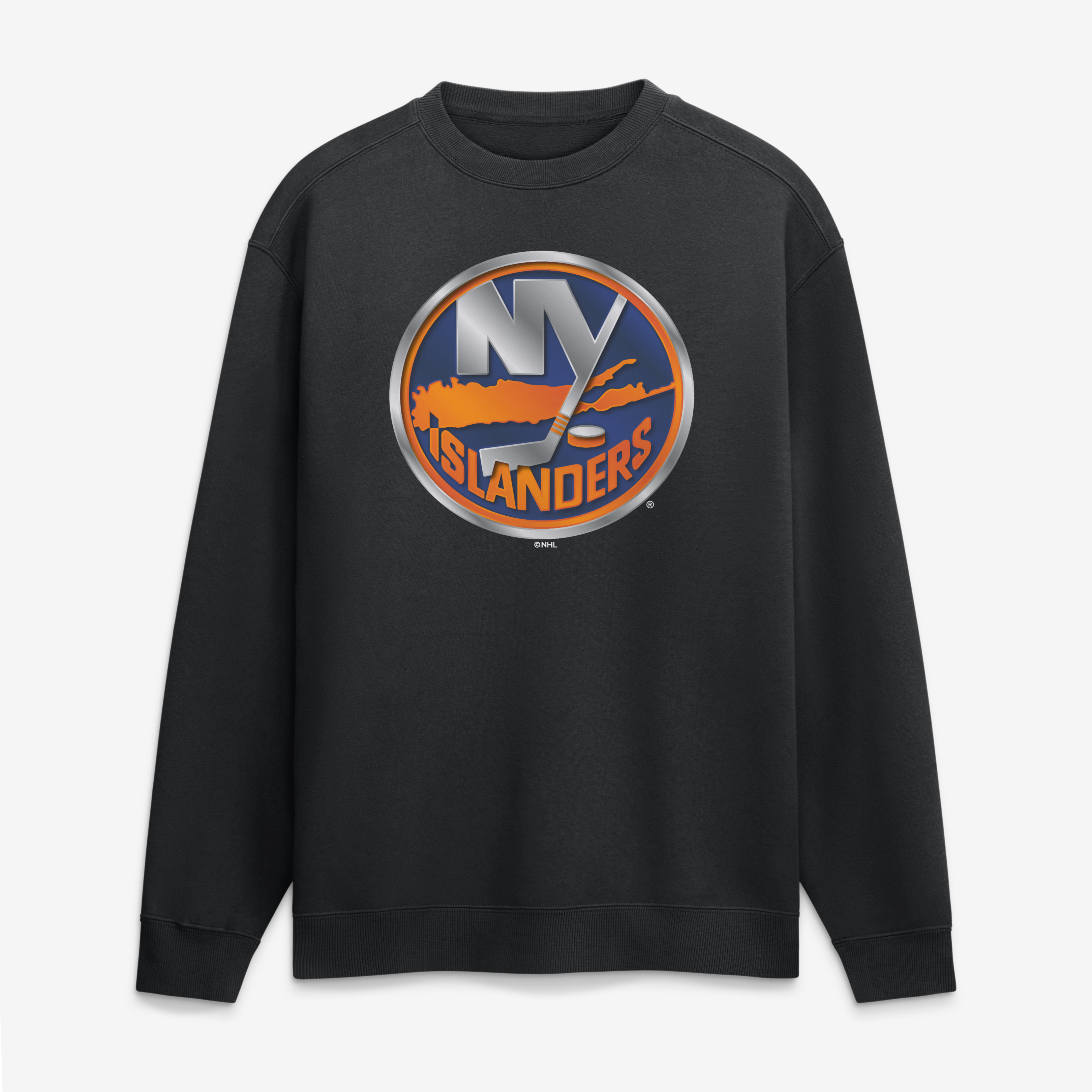 Men's Black New York Islanders  Metallic Mascot Sweatshirt