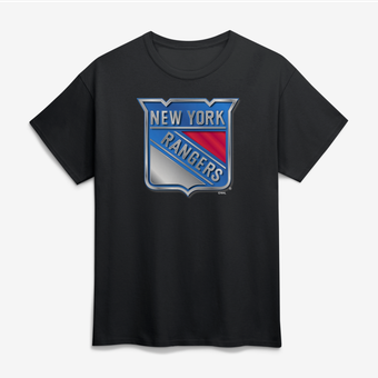 Men's Black New York Rangers Big & Tall Metallic Mascot T-Shirt