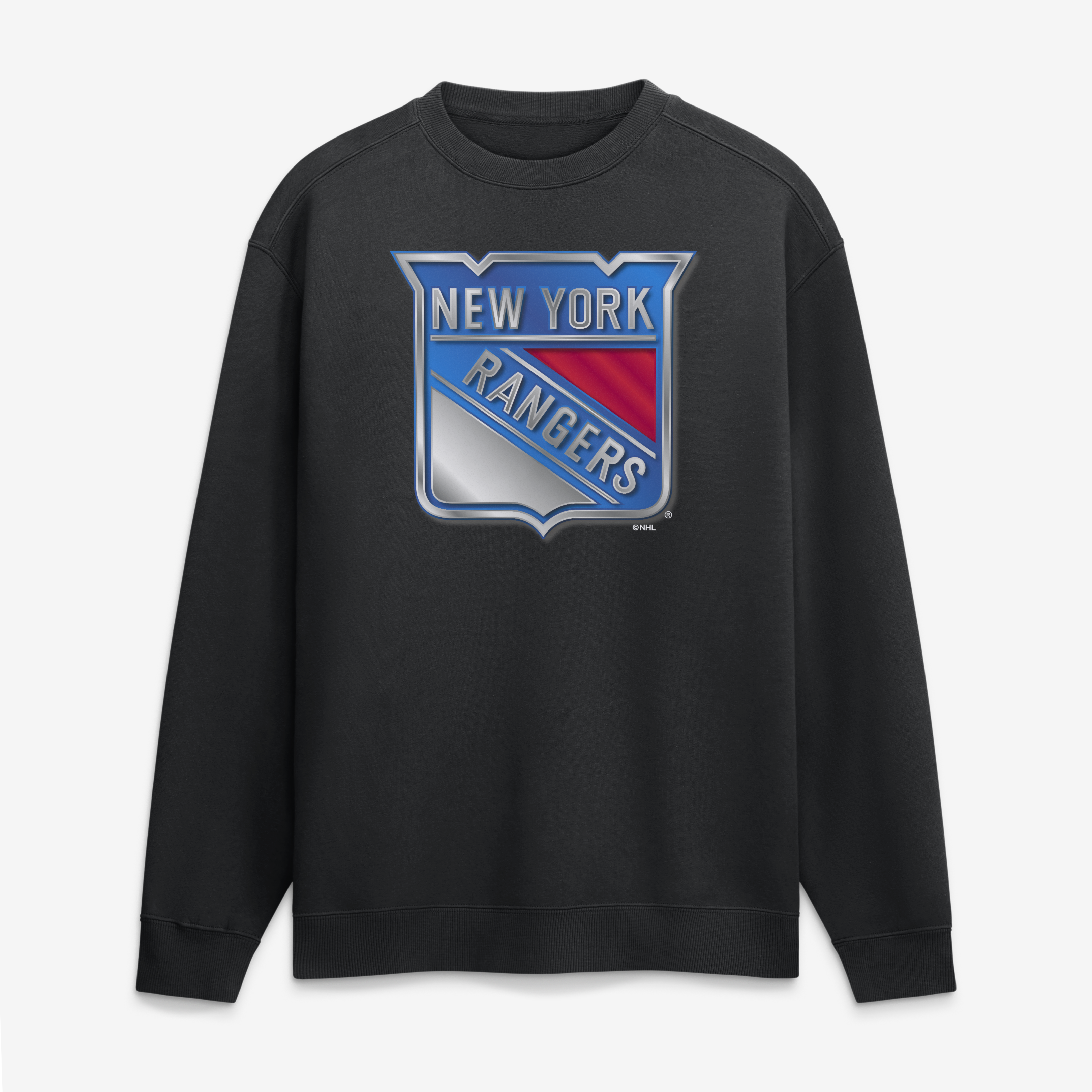 Men's Black New York Rangers  Metallic Mascot Sweatshirt