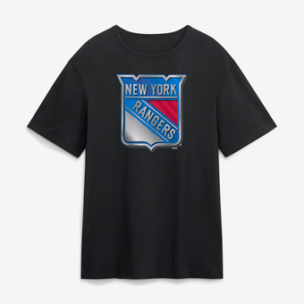Men's Black New York Rangers  Metallic Mascot T-Shirt