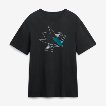 Men's Black San Jose Sharks  Metallic Mascot T-Shirt