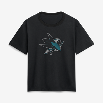 Women's Black San Jose Sharks Metallic Mascot T-Shirt