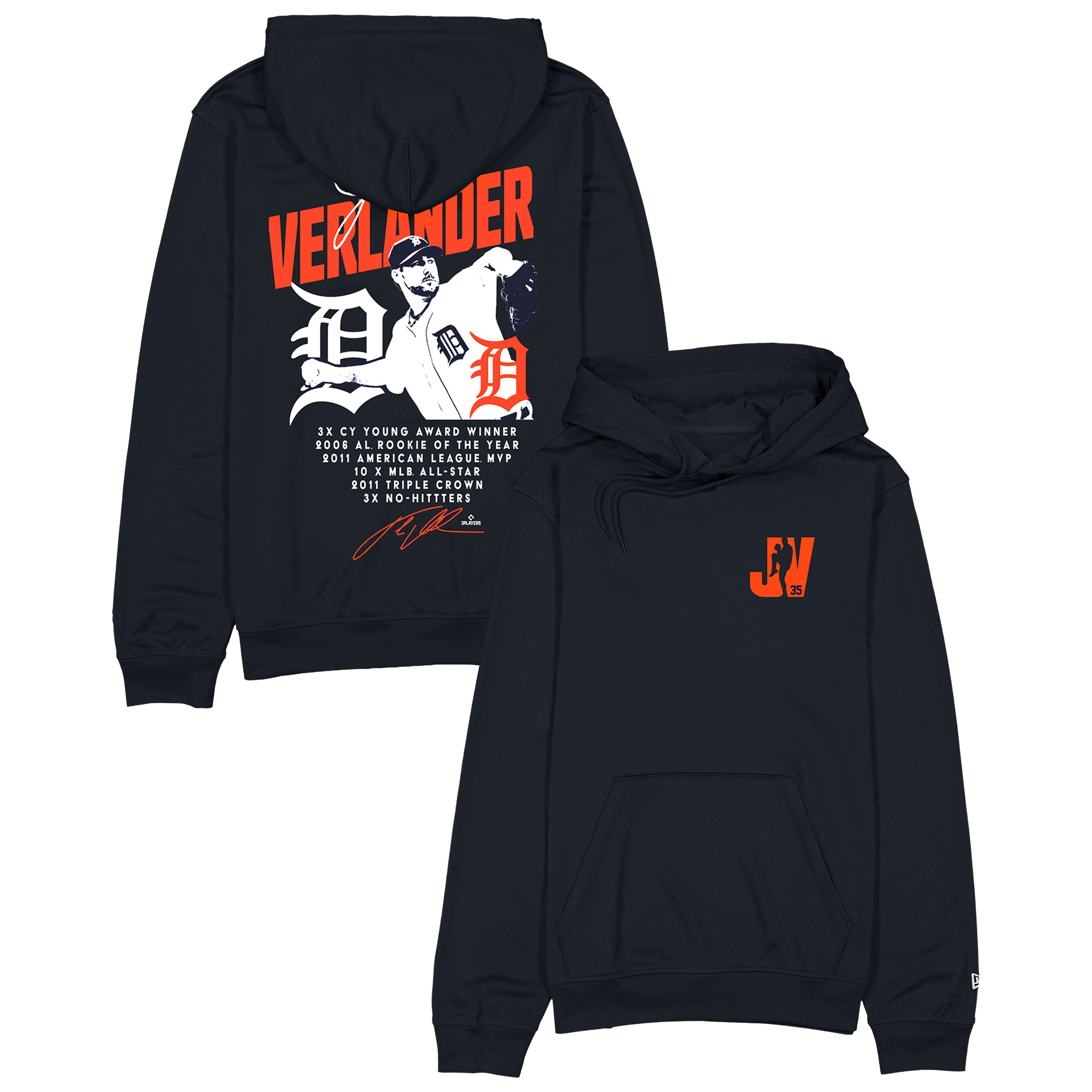 Men’s New Era Justin Verlander Navy Detroit Tigers Stats Hoodie