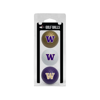 Washington Huskies 3-Pack Multi-Colored Team Golf Ball Set