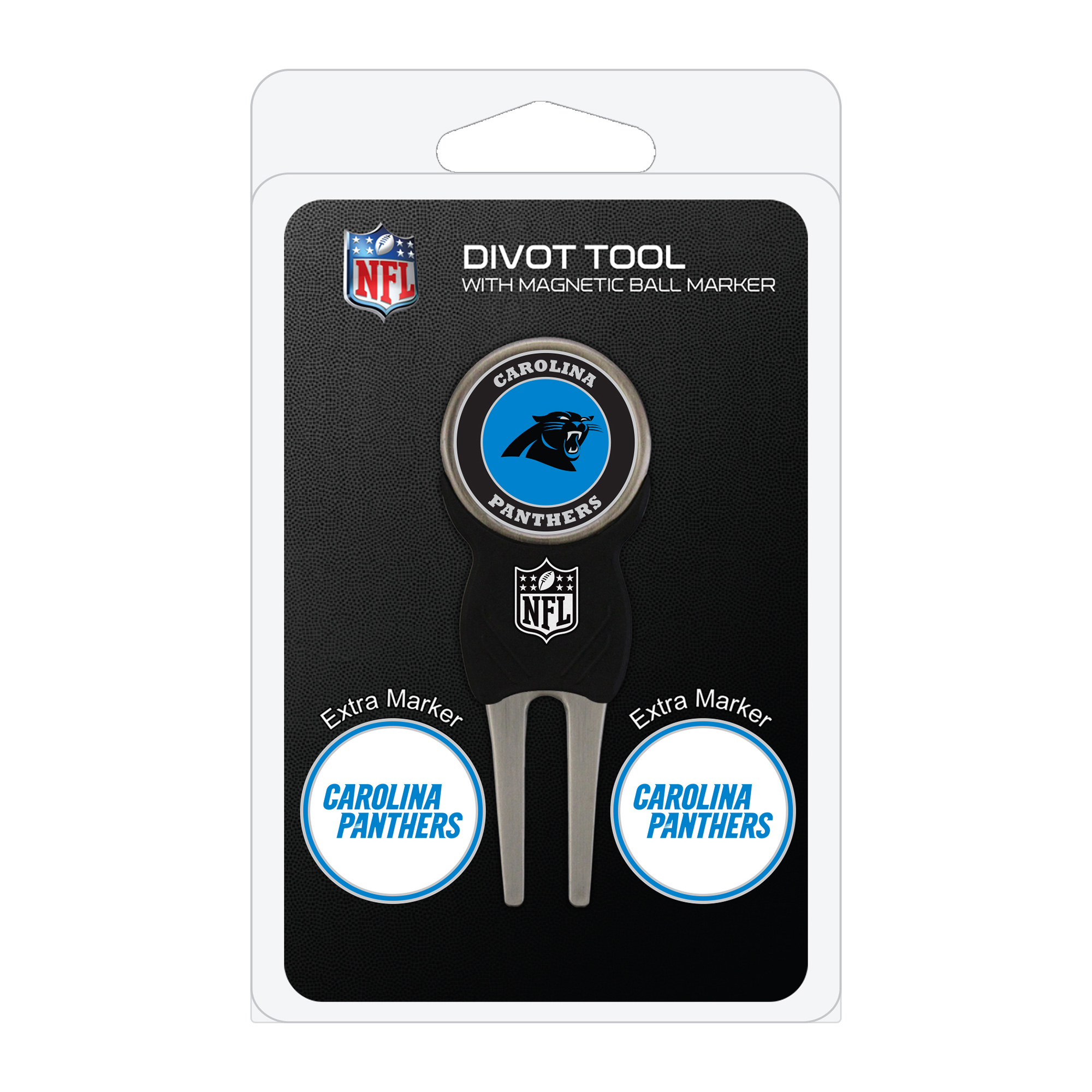 Carolina Panthers Golf Divot Tool Pack with 3 Magnetic Markers Carolina Panthers Golf Divot Tool Pack with 3 Magnetic Markers