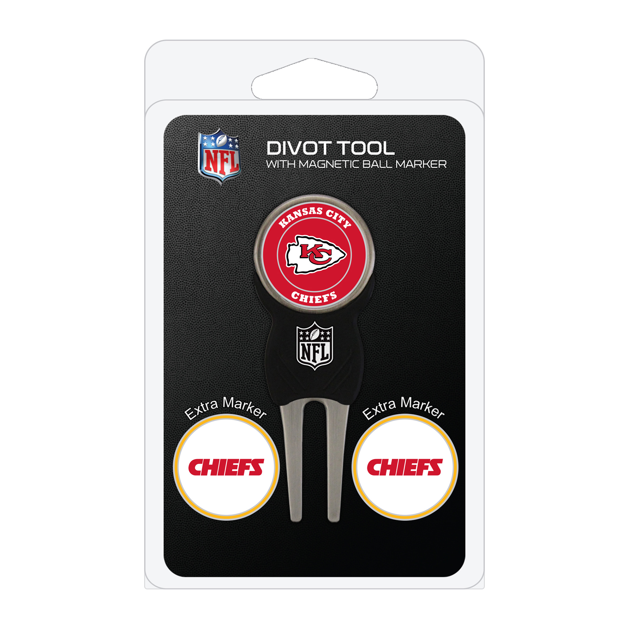 Kansas City Chiefs Golf Divot Tool Pack with 3 Magnetic Markers
