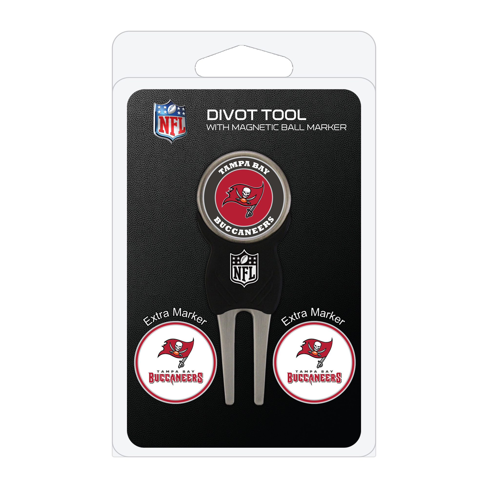 Tampa Bay Buccaneers Golf Divot Tool Pack with 3 Magnetic Markers