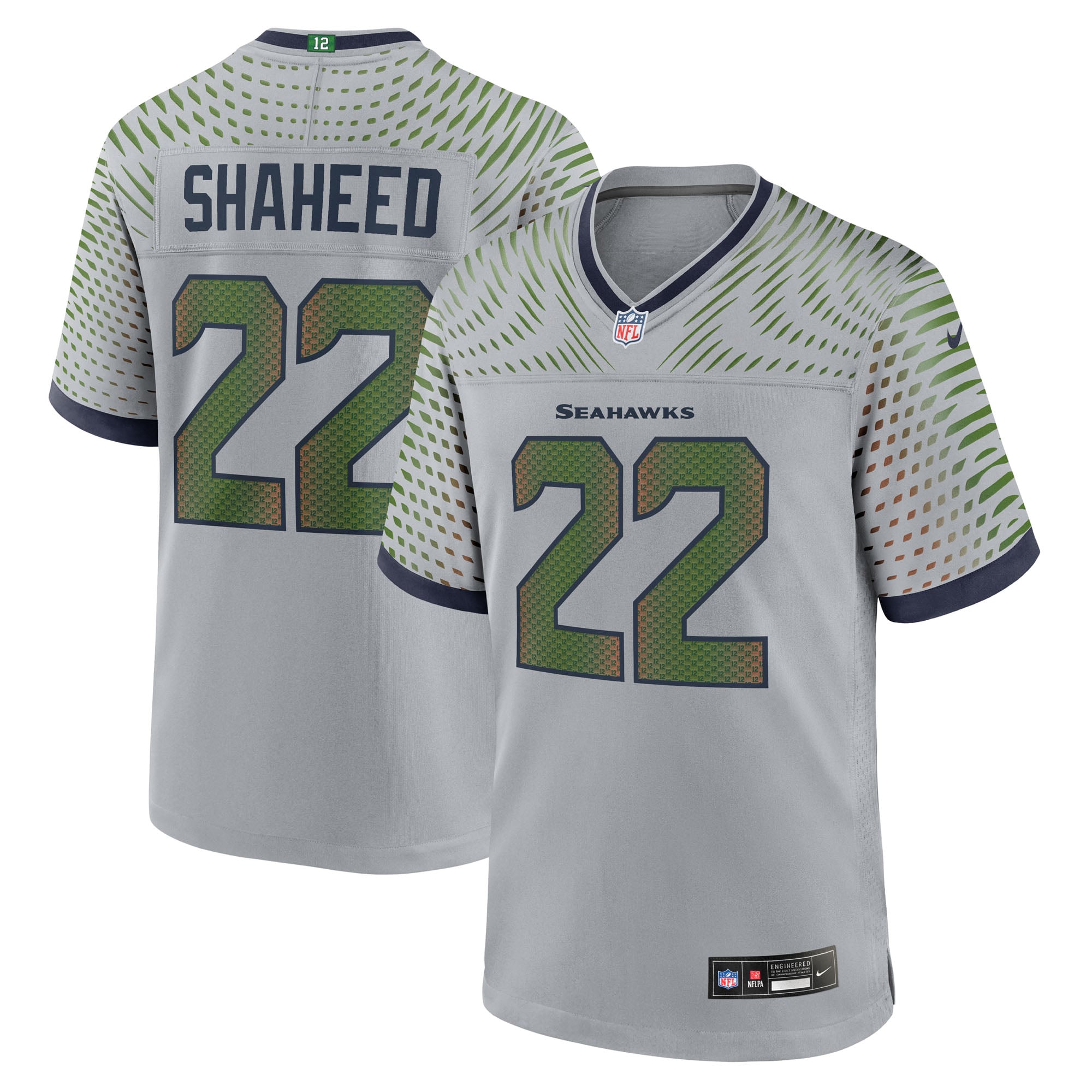 Seattle Seahawks Nike 2025 Rivalries Game Jersey - Grey - Rashid Shaheed - Mens