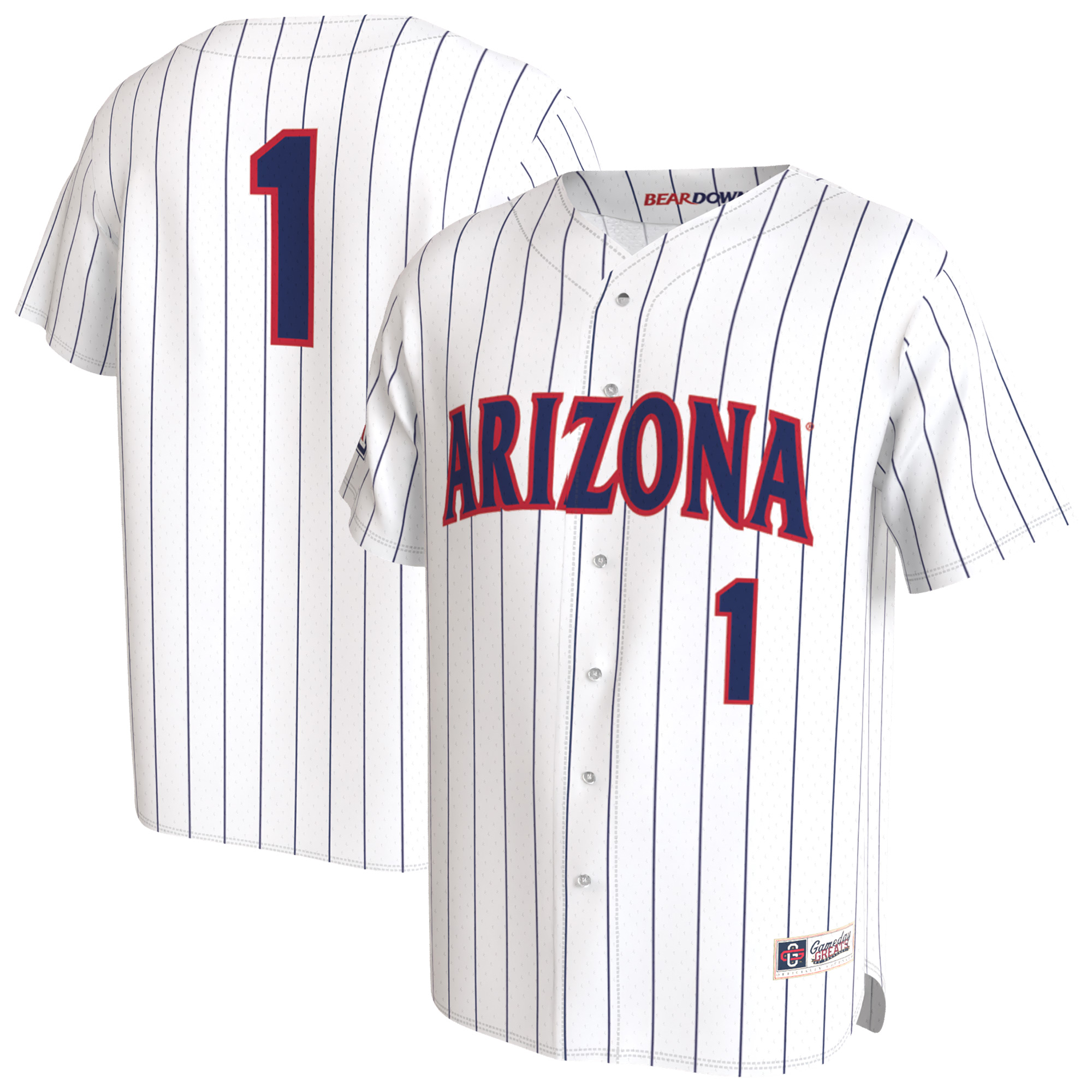 Unisex GameDay Greats White Arizona Wildcats Lightweight Collegiate Baseball Fashion Jersey