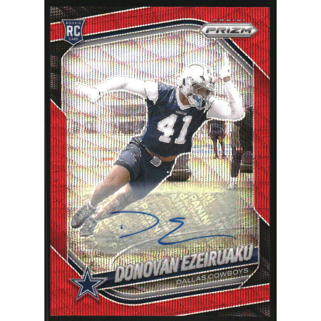 2025 Panini Prizm Autographs Prizms Red Wave #314 Donovan Ezeiruaku