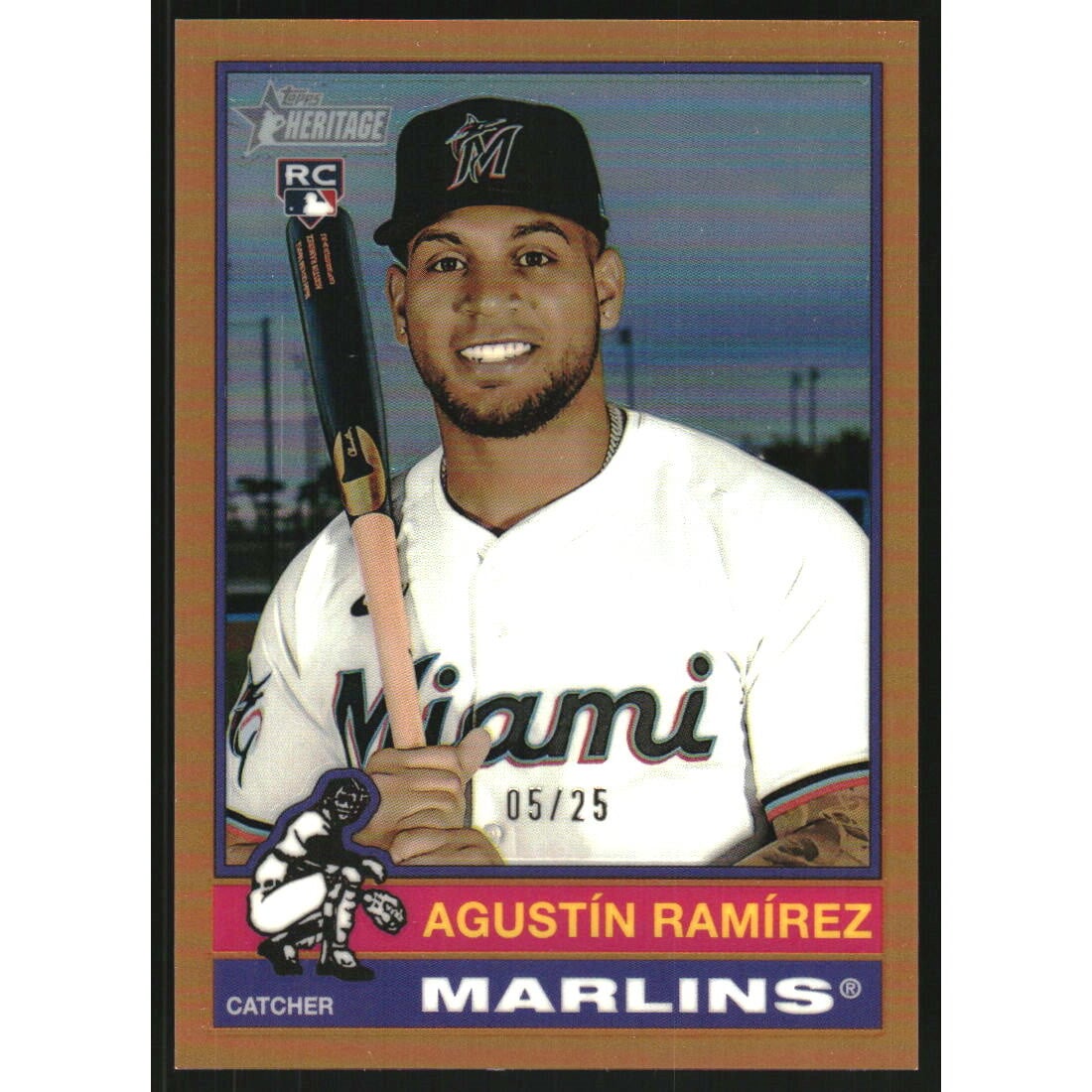2025 Topps Heritage Chrome Orange Refractors #563 Agustin Ramirez