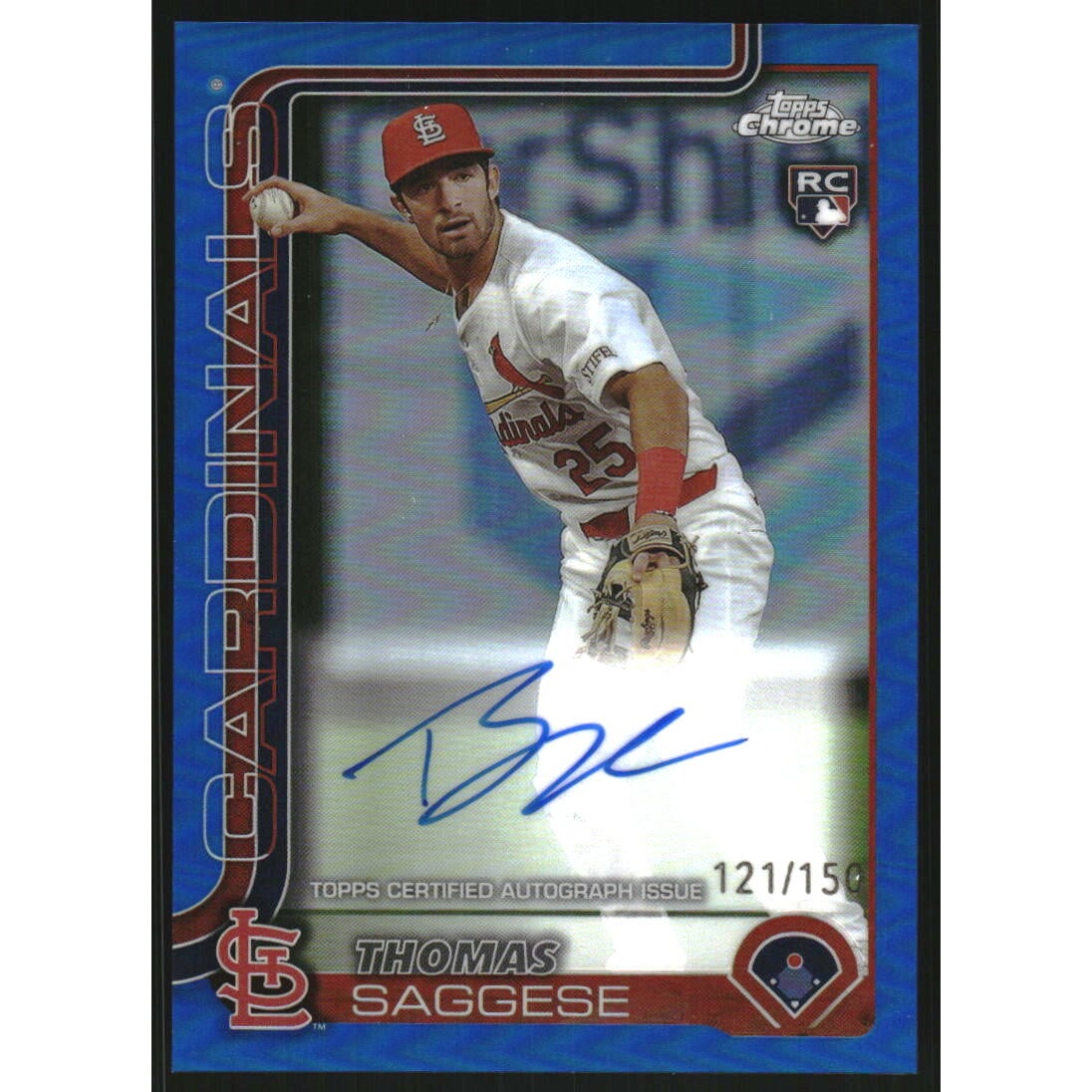 2025 Topps Chrome Rookie Autographs Blue Refractors #RATSA Thomas Saggese