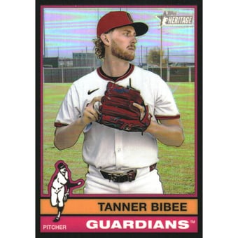 2025 Topps Heritage Chrome Black Refractors #549 Tanner Bibee