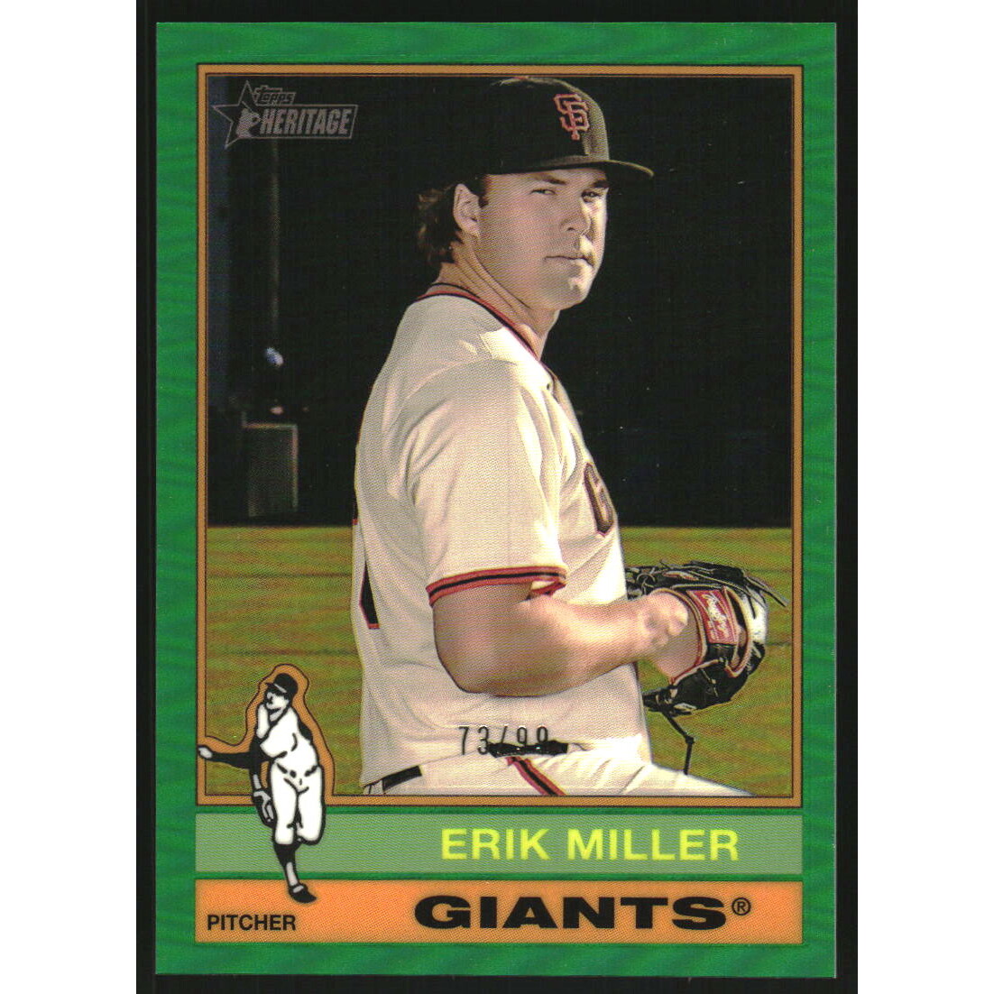 2025 Topps Heritage Chrome Green Refractors #558 Erik Miller. rookie card picture