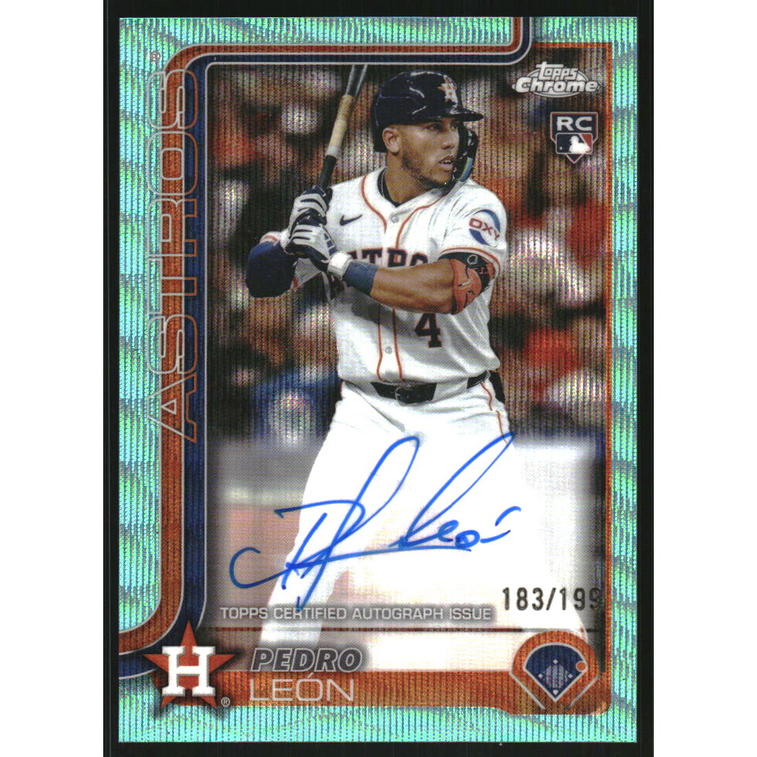 2025 Topps Chrome Rookie Autographs Aqua Wave Refractors #RAPL Pedro Leon. rookie card picture