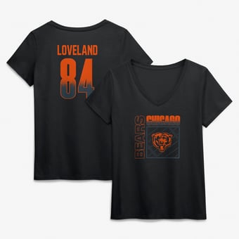 Women's Colston Loveland Black Chicago Bears Home Field Pop Name & Number V-Neck T-Shirt