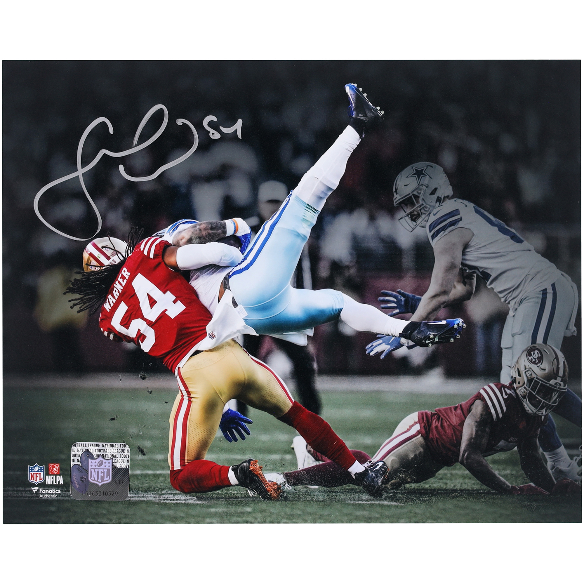 Fred Warner San Francisco 49ers Autographed 8" x 10" Tackle vs. Dallas Cowboys Spotlight Photograph