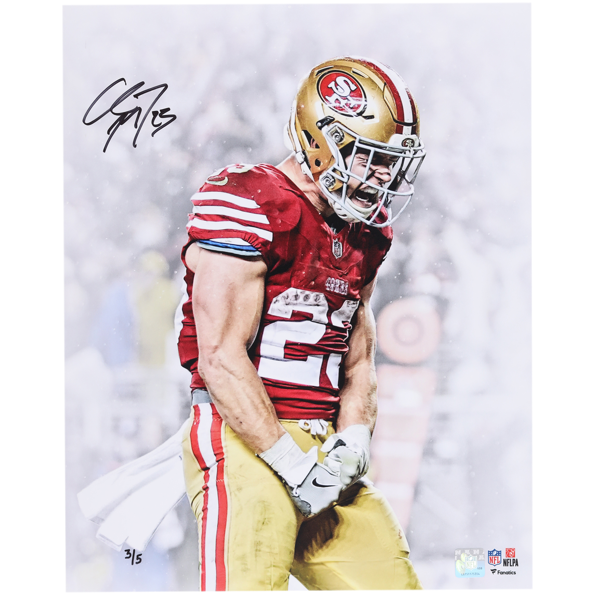 Christian McCaffrey San Francisco 49ers Autographed 16" x 20" Unleashed White Spotlight Photograph - Limited Edition of 5