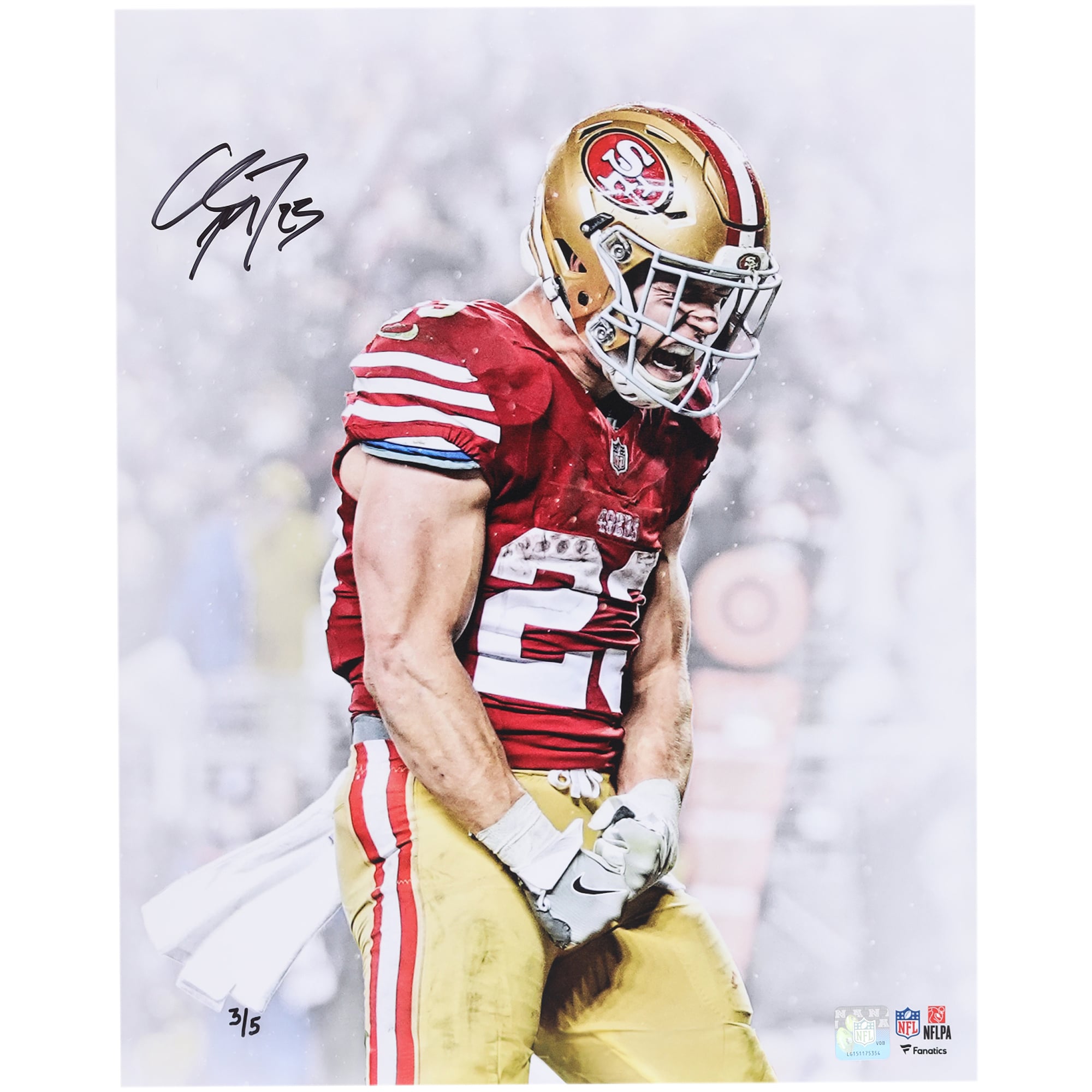 Christian McCaffrey San Francisco 49ers Autographed 16" x 20" Unleashed White Spotlight Photograph - Limited Edition of 5