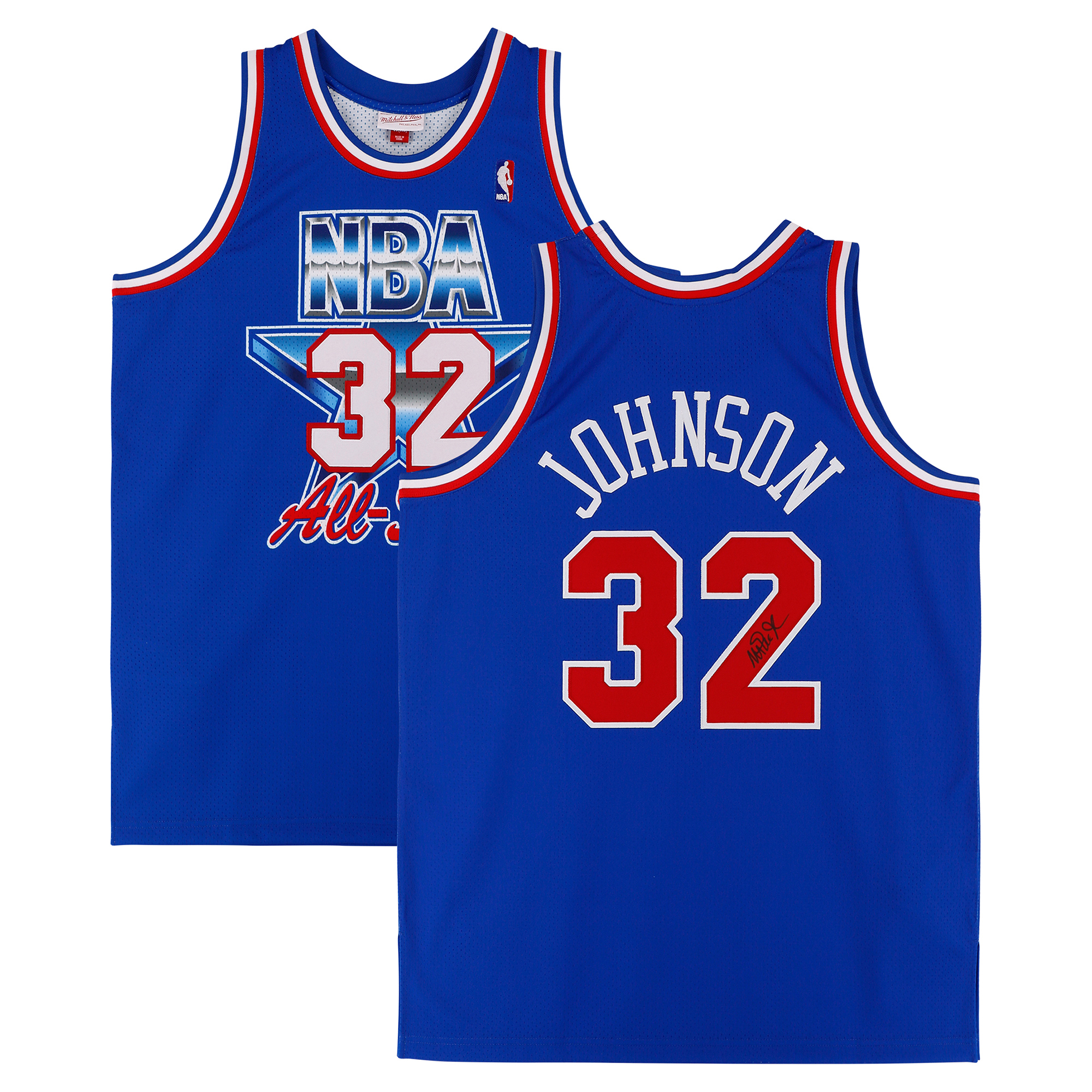Magic Johnson Los Angeles Lakers Autographed Blue Mitchell & Ness 1992 All-Star Game Swingman Jersey